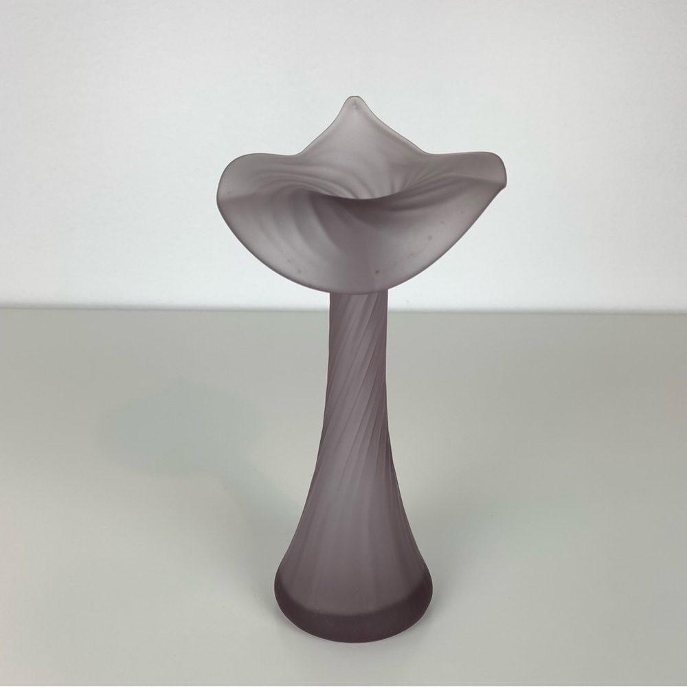 Jack In The Pulpit Vase Purple Satin Optic Textured Vtg Glass Art Elegant Decor